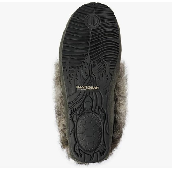Manitobah Street Moccasin Outdoor Slipper, Fleece-Lined, Suede Leather, Charcoal - Picture 4 of 10